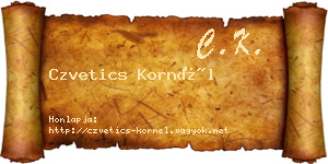 Czvetics Kornél névjegykártya